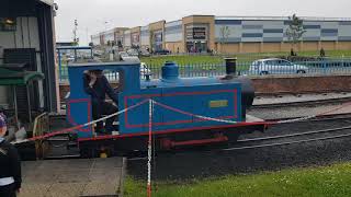 Clara pulls away at the Rhyl Miniature Railway