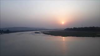 On-board Bangalore Rajdhani : Narmada River as visible from train in Madhya Pradesh