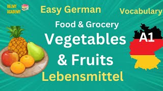 A1 🇩🇪- Vocabulary  | Vegetables 🫑🥕& Fruit 🍓🥑| Food & Grocery |  #learn #german  | Lebensmittel