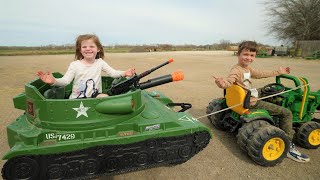 Playing on the farm with tank and tractors | Tractors for kids