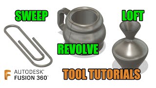 FUSION 360 - LESSON 3 - LOFT, REVOLVE, and SWEEP TOOL - TUTORIAL