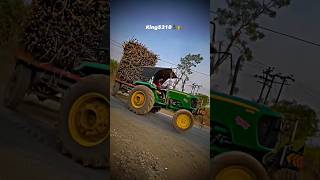 Sugarcane full loaded Trolley 💪💪 powder of John Deere Tractor 🚜💪🚜 #automobile #tractorvideo #tractar