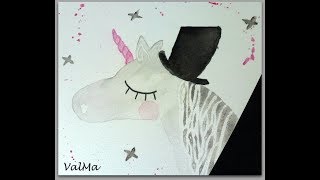 Dessin Aquarelle - Licorne avec utilisation du Drawing Gum - Facile débutant - ValMa Créas