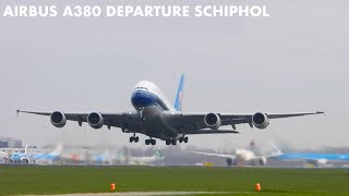 Plane Spotting 🔴#SCHIPHOL AIRPORT - AIRBUS A380 Departure !