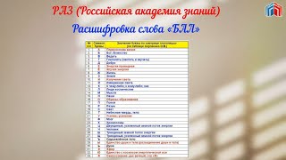 Расшифровка слова БАЛ