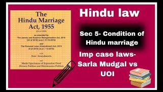 Conditions of Hindu Marriage Act, 1955| Condition for valid hindu marriage| Section 5 of Hindu law