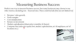 GCSE 3.1 15 Measuring Business Success