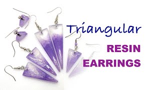 Easy resin triangular earrings : violet lilac : DIY tutorial