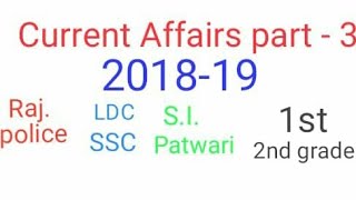 Current Affairs part - 3. 2018-19