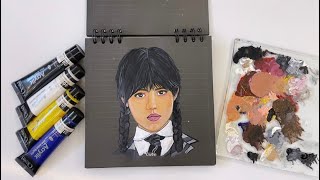 Wednesday drawing | How to draw Wednesday addams | acrylic painting tutorial