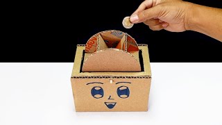 How to Make Piggy Bank Coin Saver Cardboard | ออมสินวงล้อทำจากกล่องกระดาษ