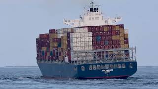 The Container ship ZIM Ganges seen inbound at Point Lonsdale, Victoria, Australia.