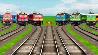 SIX INDIAN REALISTIC TRAIN'S RUN ON CURVED CRAZY DAIMOND RAILROAD TRACKS//#railwaygamez