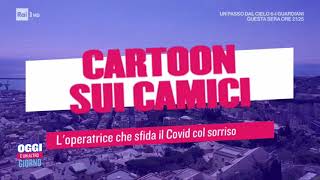 Cartoon sui camici: l'operatrice che sfida il covid col sorriso (courtesy of Rai 1)