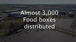 Drone footage from Idaho Food Bank mass food distribution Feb. 10, 2021 at the Ford Idaho Center