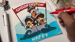 A Simple Drawing For Children’s Day,  Children’s Day Drawing 😍