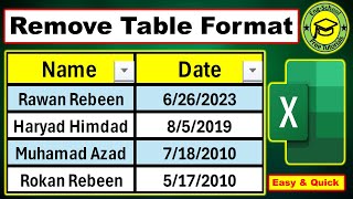 How to remove table Formatting in Microsoft Excel |How To Remove Table Format In Excel #Table Format