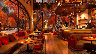 Winter Jazz Music ☃️ Fireplace Sounds & Snowfall at Cozy Coffee Shop - Christmas Jazz for Work,Study