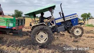 Swaraj 744 fe tractor Struggling with full loaded trolley