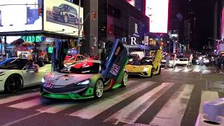 SUPERCARS DESTROYING TIMES SQUARE *CRAZY REVS* MUST WATCH!