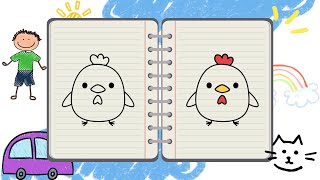 [Draw with me] Easy to draw a cute chicken