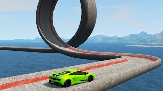 Concrete Loop Bridge Impossible Car Rescue Cars Vs Deep Water BeamNG.Drive