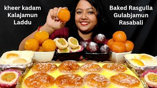 Eating Indian Sweets - Laddu, Gulabjamun, Kalajamun, Baked Rasgulla | ASMR Desserts Mukbang