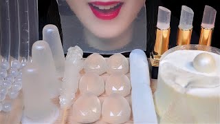 WHITE DESSERTS, TRANSPARENT JELLY, ROCK CANDY 화이트 디저트, 투명 젤리, 락캔디 ASMR REAL EATING SOUNDS MUKBANG