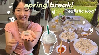 *realistic* spring break vlog- cleaning + family 🌷