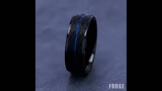 CF68187BKCC - 8mm Black Cobalt Ring with Blue Line Center