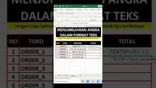 AUTO SUM BILANGAN FORMAT TEKS DALM SATU CELL #belajarexcel #excelpemula #trikexcel