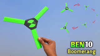 New BEN 10 boomerang 🪃  , how to make boomerang at home , Easy paper Flying toy , homemade ben10 toy