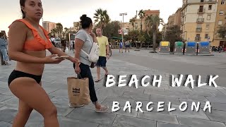 Barcelona Beach Spain | 4K Walking Tour Barceloneta 2023😲#barcelona #barceloneta