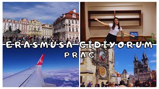 ERASMUS İÇİN PRAG'A GİDİYORUM | yolculuğum, yurt oda turu ve ilk market alışverişim ✈️📓 #erasmuslog1