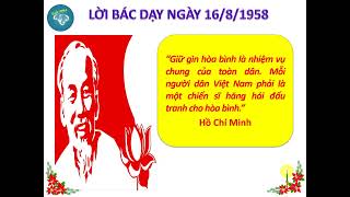 LỜI BÁC HỒ DẠY NGÀY 16/8/1958