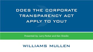 M&A Webinar Series: Does the Corporate Transparency Act Apply to You?