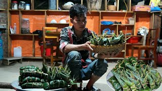 Make climbing bean trellises and wrap traditional banh chung to sell at the market - Triệu Văn Tính