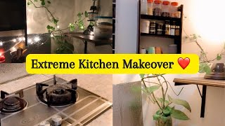 Extreme kitchen makeover in low budget| Small kitchen makeover ideas |Kitchen cleaning|​⁠🌸