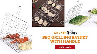 This BBQ Grilling Basket With Handle is Ideal For Grilling Meat, Fish, And Veggies