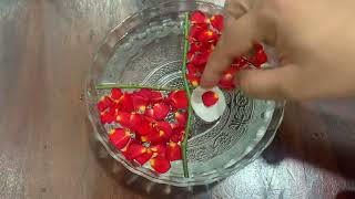 Fresh Floating Flowers Decoration For Glass Bowl | Floating Rose Petals Decoration Ideas|Simply Sadu