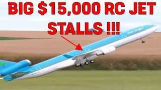 Big $15,000 RC Turbine Jet Airliner Jet Stalls and Lands Hard!