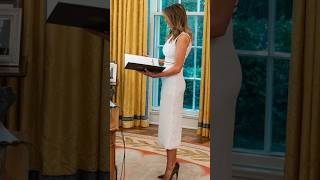 First Lady Melania Trump in white outfits. #Melania