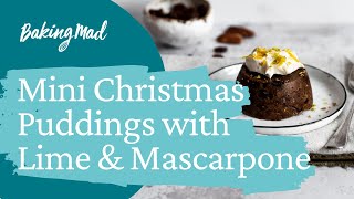 Mini Christmas Puddings with Lime and Mascarpone