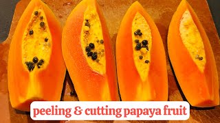 Peeling & Cutting Papaya Fruit #asmrsounds #cuttingsounds #cuttingfruit #satisfying #shorts