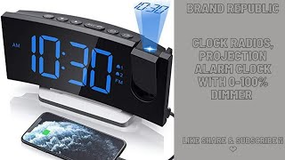 Clock Radios, Projection Alarm Clock with 0-100% Dimmer and FM Radio #shorts #shortvideo