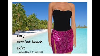 EASY CROCHET BEACH SKIRT, Beach Cover up  Swimwear