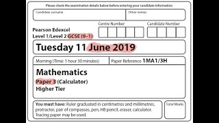 GCSE Mathematics June 2019 - Paper 3H (Calculator)