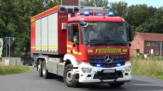 [TH X - Gefahrstoffaustritt in Lagerhalle!] Einsatzfahrten Feuerwehr & Löschzug Gefahrgut Kreis Pi