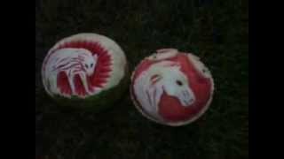 Watermelon carving horse& wolf