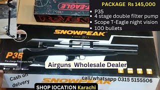 P35 package 145000rs.[ T_Eagle  scope+P35 airgun+ pump 4 stage ].Call/whatsapp 0315 515506